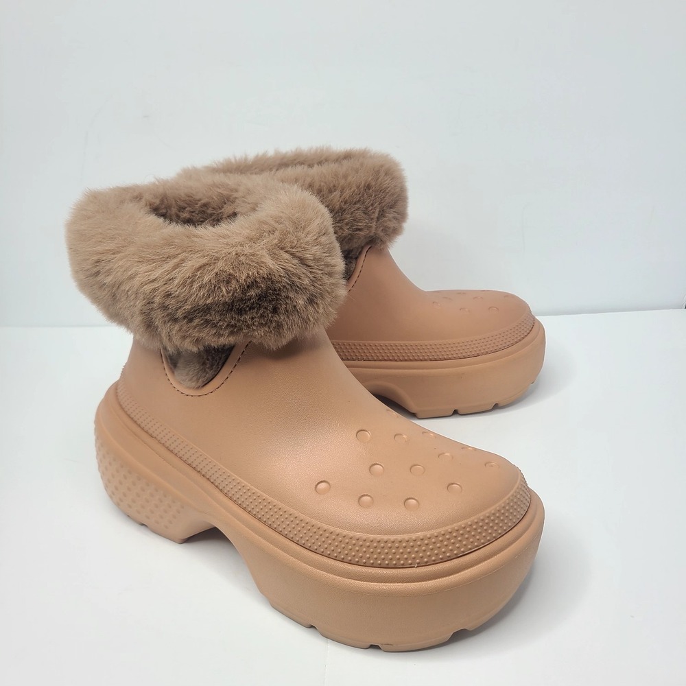 Crocs Stomp Faux Fur Lined Platform Boots Cork Women's 10 Chunky Unisex - Picture 1 of 9